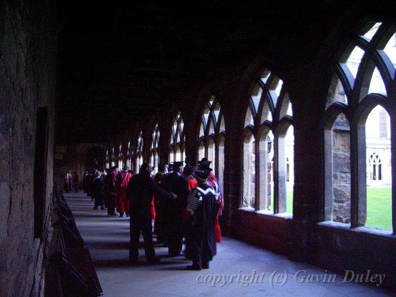 Cloister of Durham Cathedral with Graduation Ceremony Procession IMGP6959.JPG